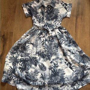 Tropical Print Shirt Dress